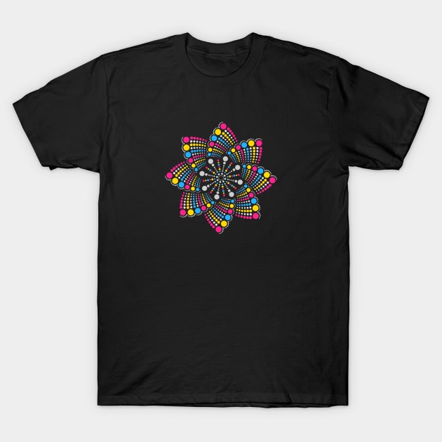 Seamless Repeating Geometric Mandala Dot Art Pansexual Pride Pattern T-Shirt by LiveLoudGraphics